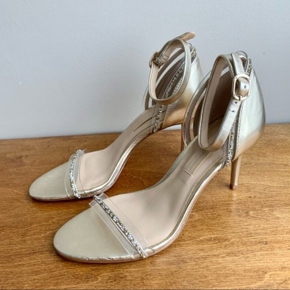 Vince Camuto | BNIB Phillipa Gold Jewel Leather Ankle Strap Sandals - Picture 5 of 15